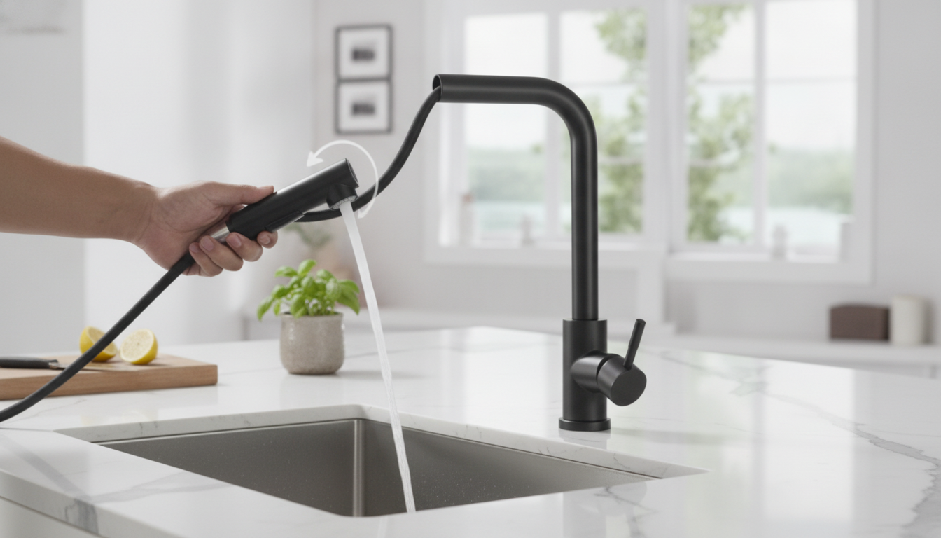 360° Rotating Black Sprayer Nozzle for Kitchen Faucets