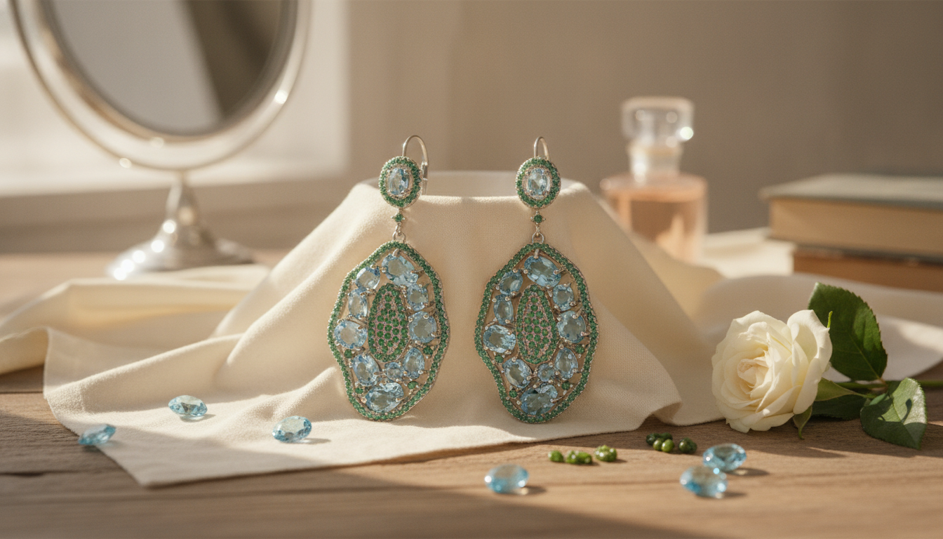 7.74Ct Sky Blue Topaz Sterling Silver Drop Earrings