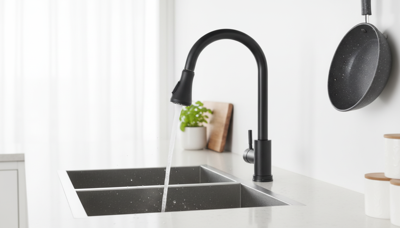 Black Touch Kitchen Faucet: 360° Swivel, 3-Mode Sprayer