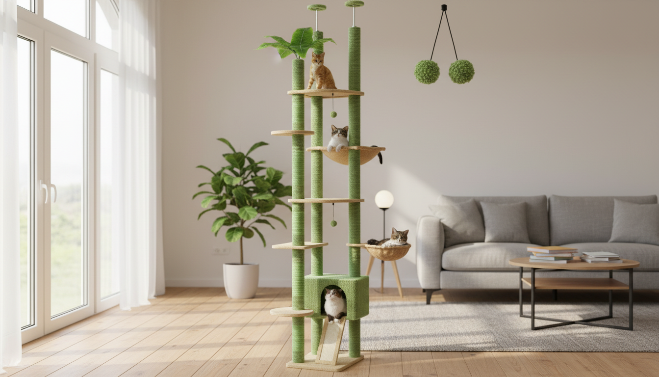 Cactus Floor-to-Ceiling Cat Tree: Adjustable, Stable Tower