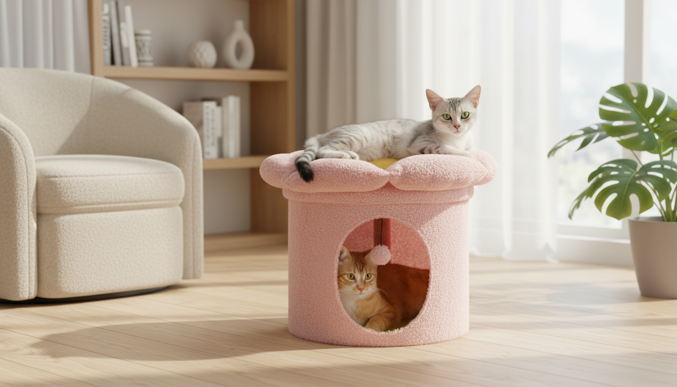 Indoor Cat House + Removable Flower Bed: Cozy, Clean