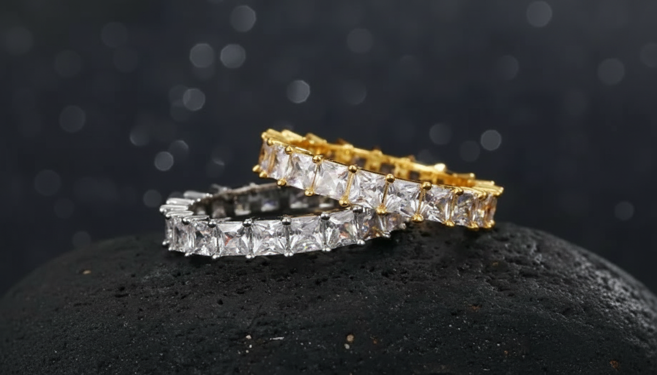 One-Row Iced-Out Men’s Ring: CZ Pave Shine