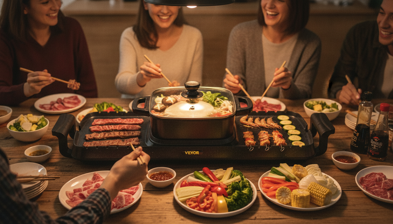 Smokeless 2400W Grill & Hot Pot Combo for Easy Nights