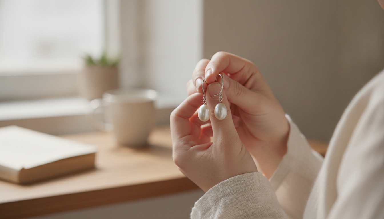 Stainless Steel Oval Pearl Drop Earrings: Everyday Glow