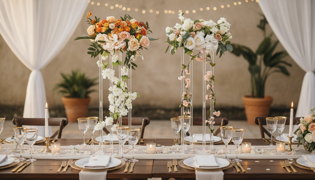 Clear Acrylic Flower Stand Ideas for Weddings & Parties