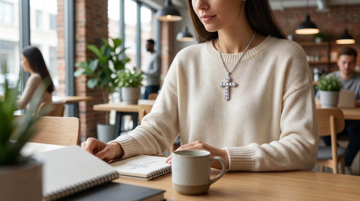 The Cross Necklace Everyone’s Wearing: Pavé & Moissanite